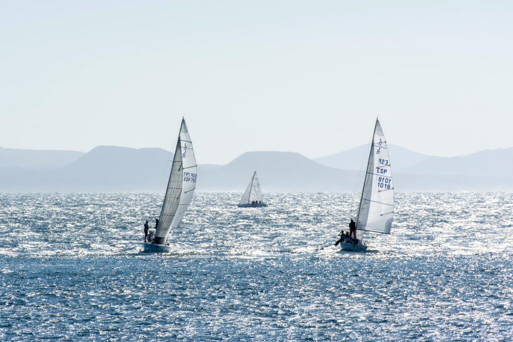 Veleros navegando en el mar.